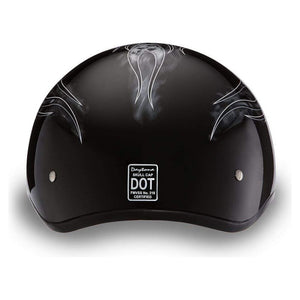 D.O.T. Daytona Skull Cap W/O Visor W/ Skulls Flame Silver by Daytona Helmets Half Helmet Daytona Helmets