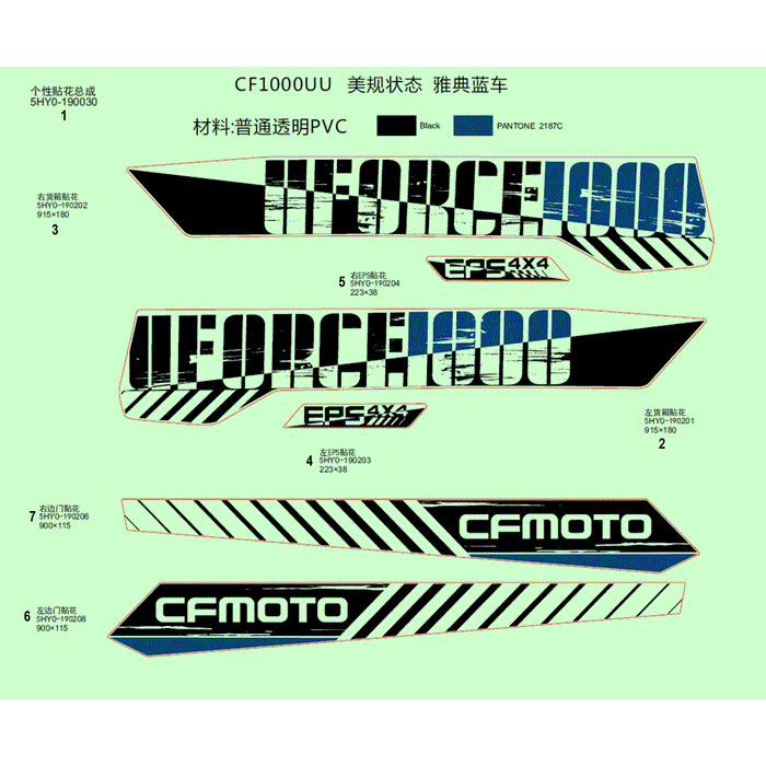 Decal Kit Athens Blue by CF Moto