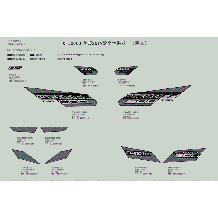 Decal Kit Nebula Black by CF Moto