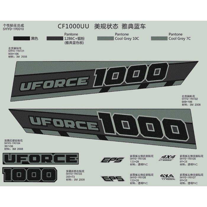 Decal Set Titanium Grey by CF Moto