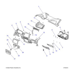 Din Box Door, Gloss Black by Polaris 5454418-070 OEM Hardware P5454418-070 Off Road Express