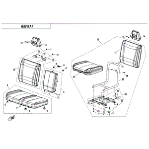 Driver Seat Assy. by CF Moto 5HY0-131000-30000 OEM Hardware 5HY0-131000-30000 Northstar Polaris