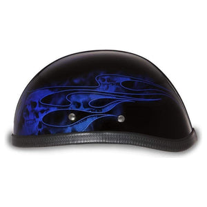 Eagle- W/ Skull Flames Blue by Daytona Helmets Half Helmet Daytona Helmets