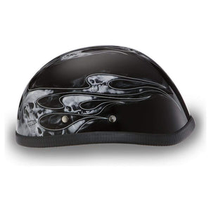 Eagle- W/ Skull Flames Silver by Daytona Helmets Half Helmet Daytona Helmets