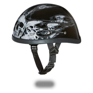 Eagle- W/ Skull Flames Silver by Daytona Helmets Half Helmet Daytona Helmets