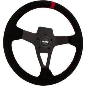 Edge Series Steering Wheel by Grant Products 8521 Steering Wheel 04500385 Parts Unlimited Black Suede w/ Red Center