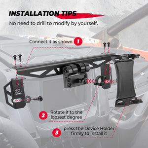 Electronic Device Mounts for Polaris RZR PRO XP/XP4 2020-2023 by Kemimoto B0111-13401BK Device Mount B0111-13401BK Kemimoto