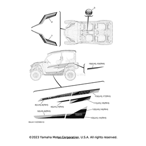 Emblem 1 (LH) by Yamaha B4J-F163G-11-00 OEM Hardware B4J-F163G-11-00 Off Road Express