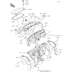 Fender-Front,T.Green by Kawasaki 35004-0355-42S OEM Hardware 35004-0355-42S Off Road Express Drop Ship