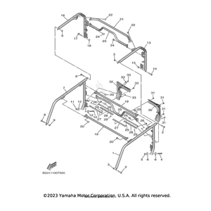 Frame, Sunroof 2 by Yamaha BG4-K833R-00-00 OEM Hardware BG4-K833R-00-00 Off Road Express Drop Ship