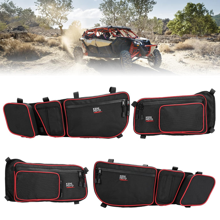 Front and Rear Door Bags for Can-Am Maverick X3 Max - Red by Kemimoto