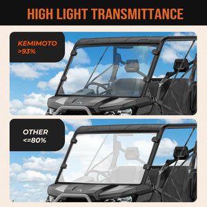 Front Full Windshield for Can Am Defender HD 5 /8 /10 /MAX by Kemimoto B0110-06201CL Full Windshield B0110-06201CL Kemimoto