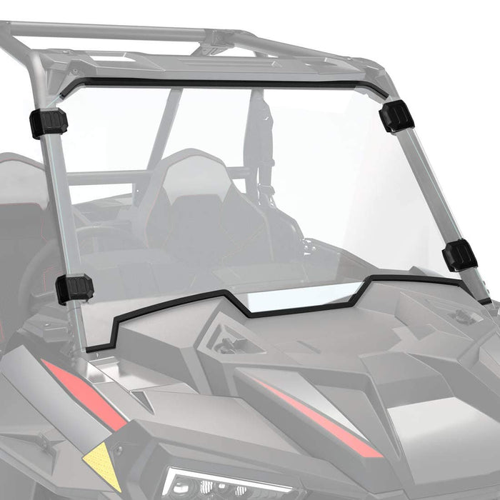 Front Full Windshield with 4 Black Clamps for Polaris RZR by Kemimoto