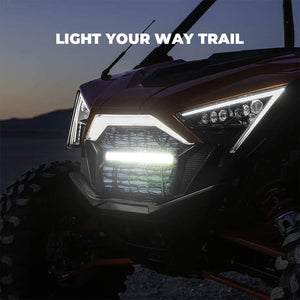 Front Mesh Grill with LED Light Bar for Polaris RZR PRO XP/TURBO R by Kemimoto B0111-01301BK Grill B0111-01301BK Kemimoto