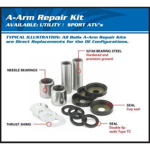 Front Upper A-Arm Repair Kit by Quad Boss 5350-1078 Front Upper A-Arm Repair Kit 414273 Tucker Rocky