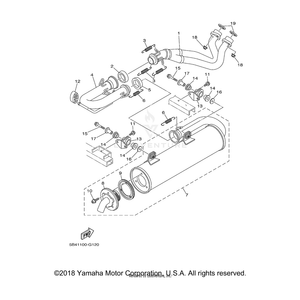 Gasket, Muffler by Yamaha 3B4-14714-00-00 OEM Hardware 3B4-14714-00-00 Off Road Express