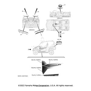 Graphic 3 (LH) by Yamaha BAR-F1599-90-00 OEM Hardware BAR-F1599-90-00 Off Road Express