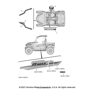 Graphic 3 (LH) by Yamaha BLU-F1599-10-00 OEM Hardware BLU-F1599-10-00 Off Road Express