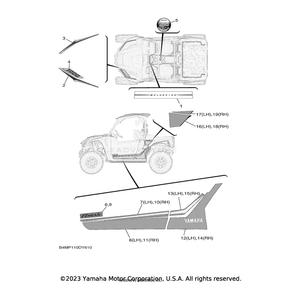 Graphic, Rear (LH) by Yamaha B4M-F165G-A0-00 OEM Hardware B4M-F165G-A0-00 Off Road Express