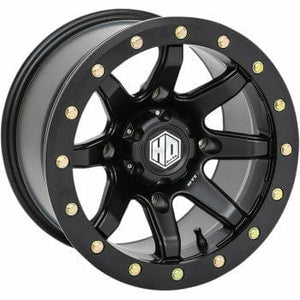 HD9 Wheel 14X7 4/156 5+2 (+30mm) by STI 14HB923 Beadlock Wheel 02301037 Parts Unlimited Drop Ship Black