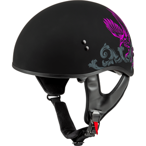 HH-65 Corvus Helmet by GMAX H16510966 Half Helmet 72-5664L Western Powersports Matte Black/Purple/Grey / LG