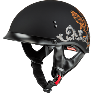 HH-65 Corvus Helmet w/ Peak by GMAX H96510948 Half Helmet 72-56782X Western Powersports Black/Silver/Orange / 2X