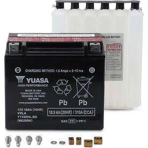 High Performance Agm Maintenance-Free Battery By Yuasa YUAM620BH Conventional Acid Battery YTX20HL-BS Parts Unlimited Drop Ship