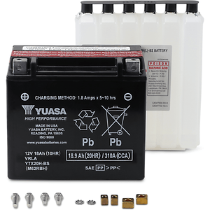 High Performance Agm Maintenance-Free Battery By Yuasa YUAM62RBH Conventional Acid Battery YTX20H-BS Parts Unlimited Drop Ship