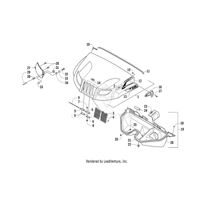 Hood - Assembly Orange By Arctic Cat