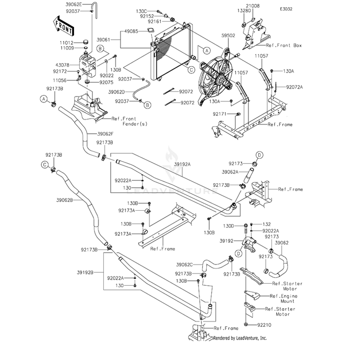 Hose-Cooling,Radiator In by Kawasaki