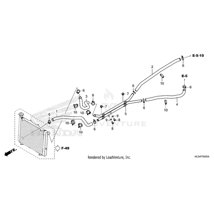 Hose, Front Water (Upper) by Honda