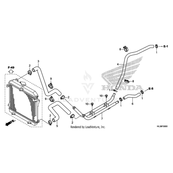 Hose, Rear Water (Lower) by Honda