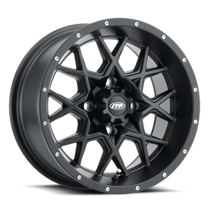 Hurricane 12x7 Machined w/ Black Accents Wheel by ITP 1228631404B Non Beadlock Wheel 374859 Tucker Rocky Drop Ship