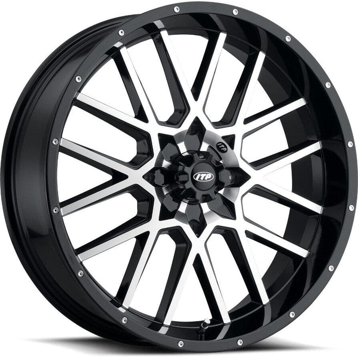 Hurricane Wheel Kit w/ Versa Cross Tire 14X7 4/156 4+2.5 Black/Machined by ITP