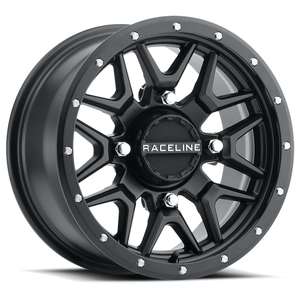Krank Wheel Kit w/ Mud Terrain Tire 14X7 4/137 6+1 Black by Raceline 87-3002+570-1683 Premounted Wheel & Tire Kit 87-RAC10201 Western Powersports Drop Ship