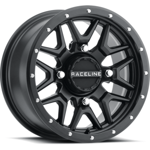 Krank Wheel Kit w/ Rip Saw Tire 14X7 4/156 5+2 (+10MM) Black by Raceline 570-5109+570-1682 Premounted Wheel & Tire Kit 570-1054006 Western Powersports Drop Ship