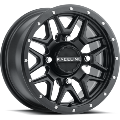 Krank Wheel Kit w/ Rip Saw Tire 14X7 4/156 5+2 (+10MM) Black by Raceline