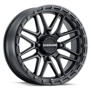 Krank XL Wheel 18X7 4/156 3.5+3.5 (0MM) Black by Raceline A11B-87056-00 Non Beadlock Wheel 570-1741 Western Powersports Drop Ship