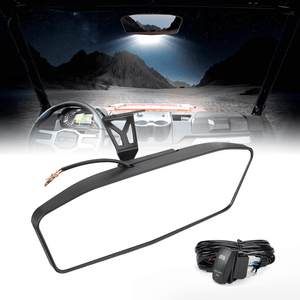 LED Center Rear Mirrors with Light for Can-Am Maverick Trail Sport Commander by Kemimoto B0106-04503BK Rear View Mirror LED B0106-04503BK Kemimoto