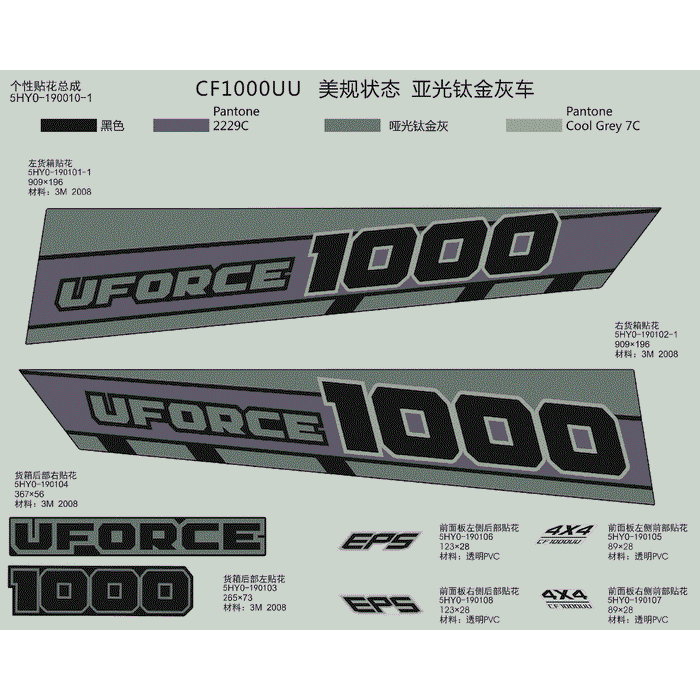 Left Rear Decal Top Cover by CF Moto