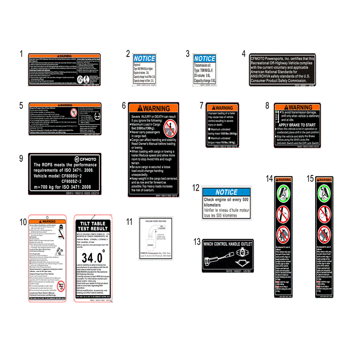 Lh Warning Label Anti-Rolling Bar by CF Moto