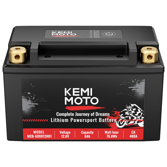 LiFePO4 12v 6Ah Lithium Battery for Motorcycle/ Lawn Mower /ATV/ UTV by Kemimoto