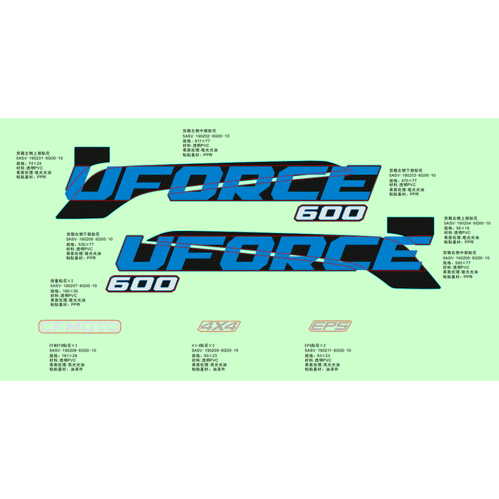 Lower Decal Cargo Box Lh Side Plate by CF Moto