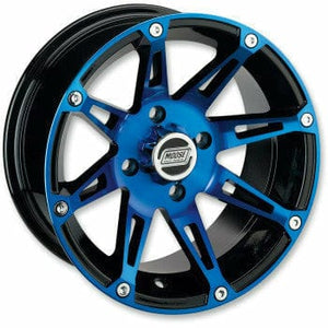 Machined 387X Wheel Black 387B 14X7 - 4/156 - 4+3 by Moose Utility 387MO147156BWB4 Non Beadlock Wheel 02300809 Parts Unlimited Drop Ship Blue