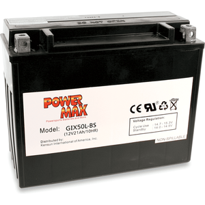 Maintenance-Free Battery By Power Max GIX50L-BS Battery DS-325757 Parts Unlimited Drop Ship
