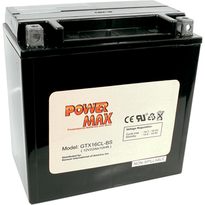 Maintenance-Free Battery By Power Max GTX16CL-BS Battery 2113-0044 Parts Unlimited Drop Ship