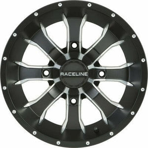 Mamba Wheel Kit w/ Rock A Billy Tire 14X7 4/156 4+3 (+5MM) Black/Machined by Raceline 570-5206+570-1510 Premounted Wheel & Tire Kit 570-27107 Western Powersports Drop Ship