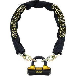 Mastiff 8019L Chain With Boxer U-Lock Blk/Yellow 6 Ft by Onguard 45008019L Chain Lock 57-9603 Western Powersports Drop Ship