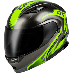 MD-01 Volta Helmet by GMAX M101381068 Modular Helmet 72-72932X Western Powersports Black/Silver/Green Metallic / 2X