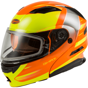 MD-01S Modular Snow Helmet Descendant Dual Shield by GMAX M2013668 Modular Helmet 72-62952X Western Powersports Drop Ship 2X / Orange/Hi-Vis Yellow